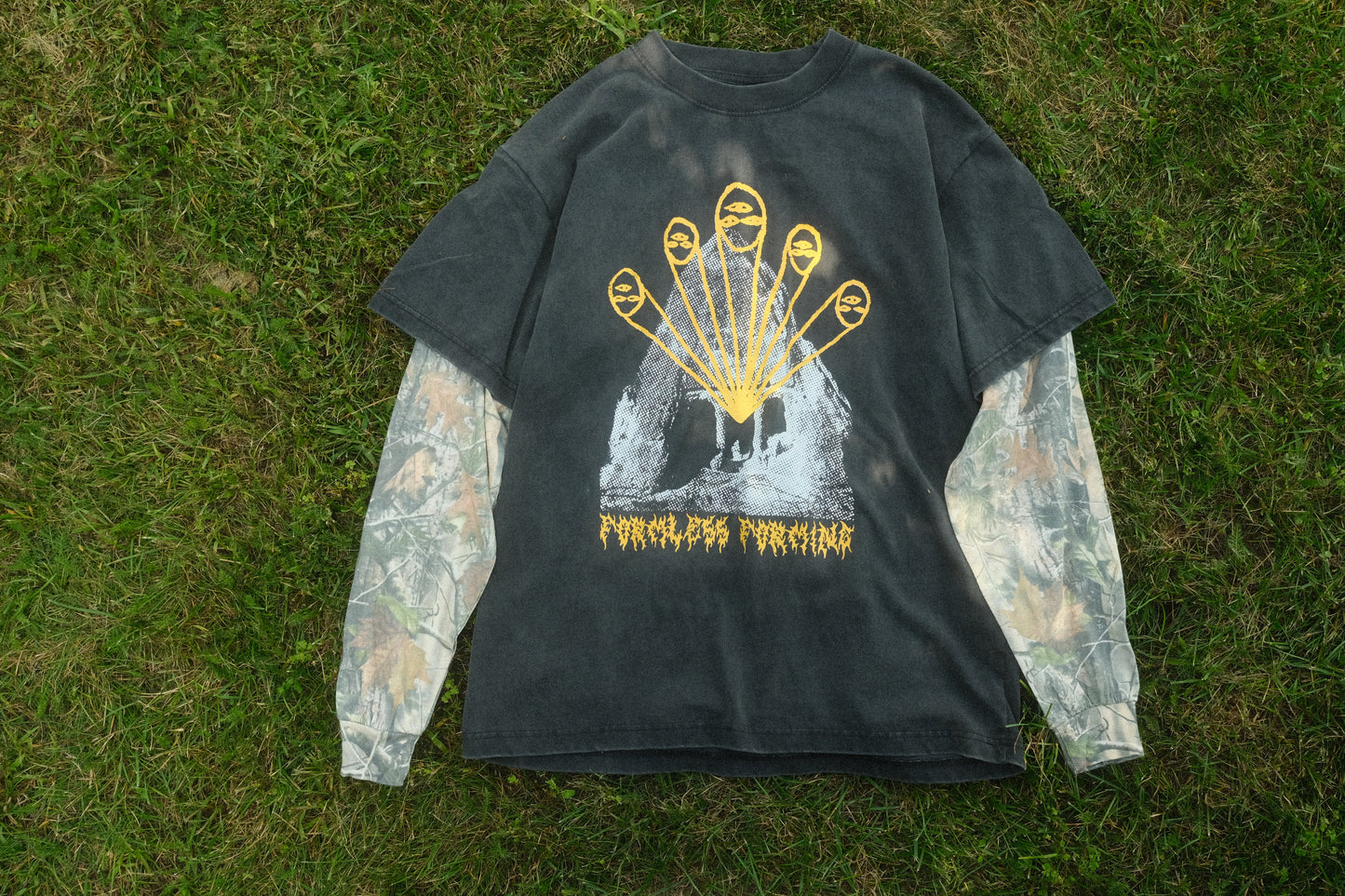 "That's The Spirit!" on Vintage Black Camo 2fer Longsleeve