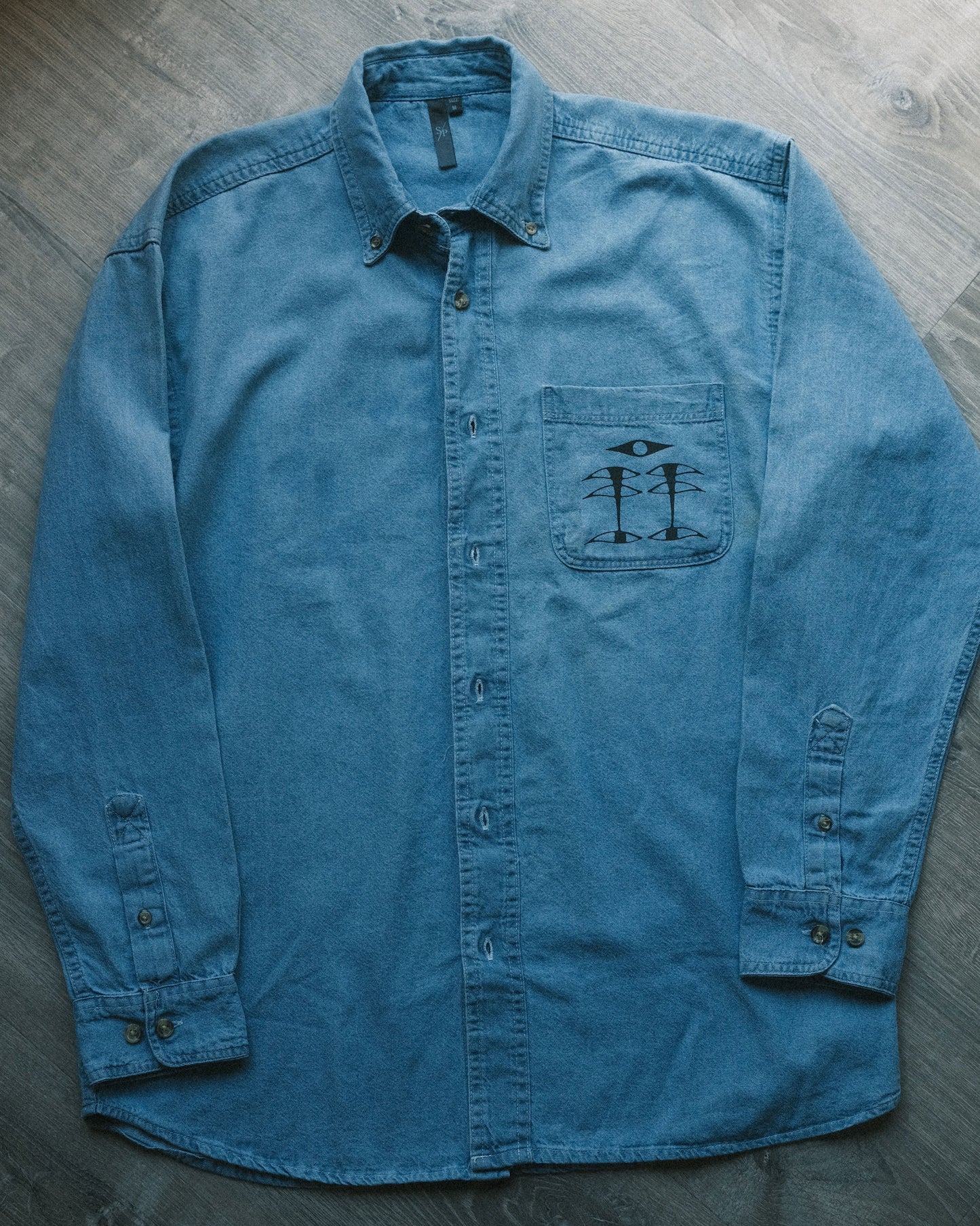Palm Energy on Denim Button Up