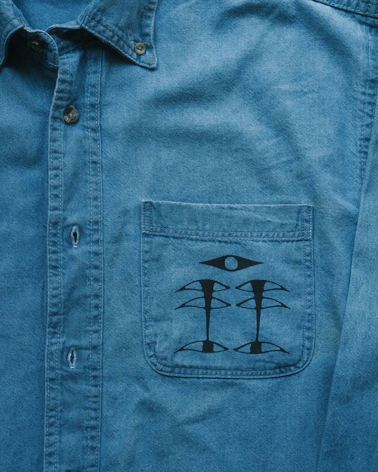 Palm Energy on Denim Button Up