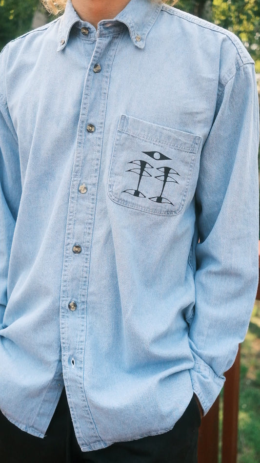 Palm Energy on Denim Button Up